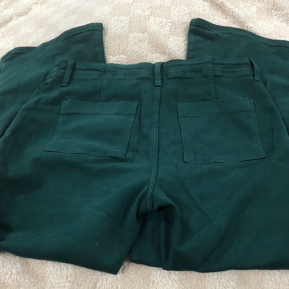 Risen High Rise Kick Flare Patch Pocket Jeans Hunter Green Ankle Various NEW - Picture 5 of 7